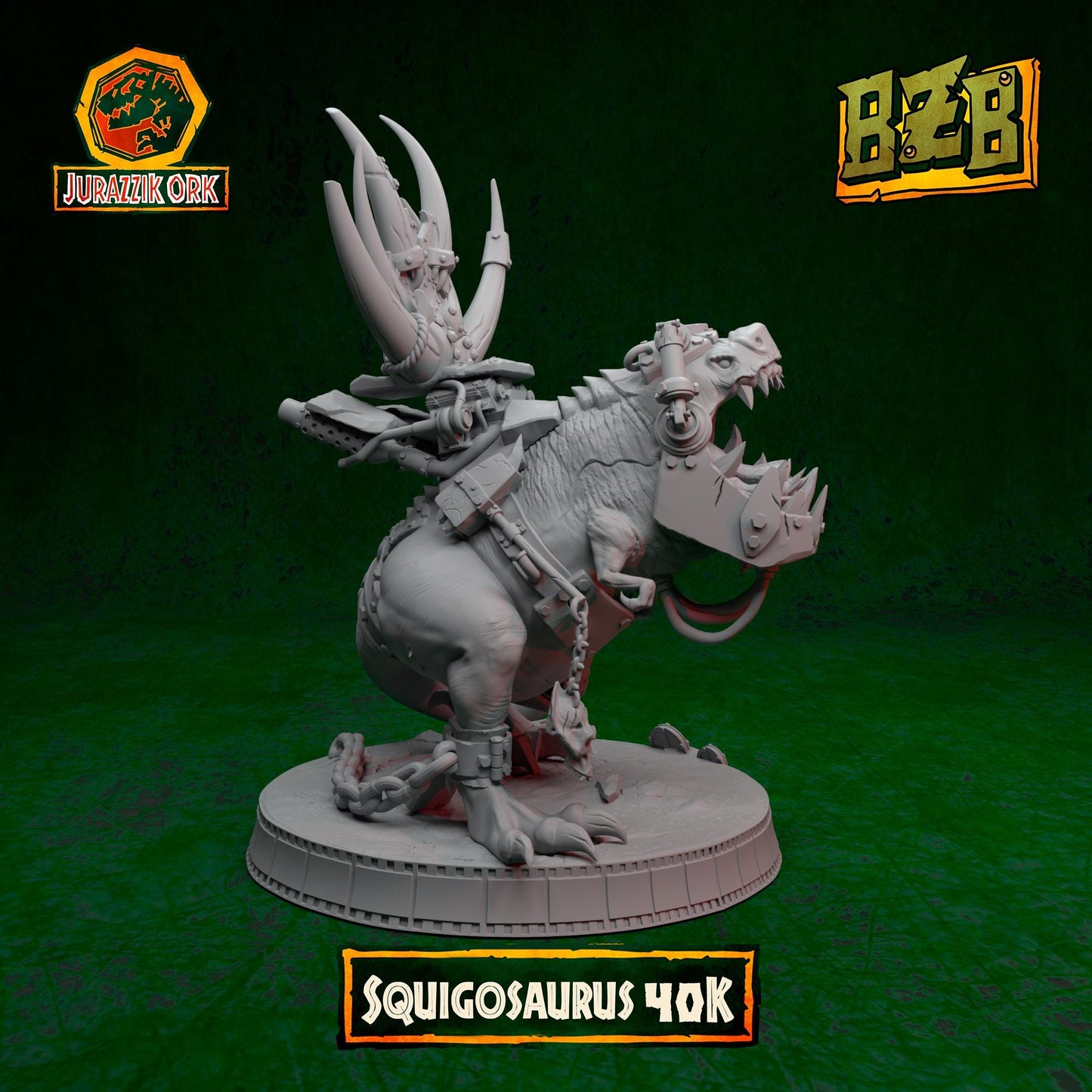 Squigosaurus 40K, Jurazzik Ork, Movie-inspired Orkish Menace Sculpted by Big Zkreen Boyz, Grimdark Compatible, Scaled for Sci-Fi Wargames