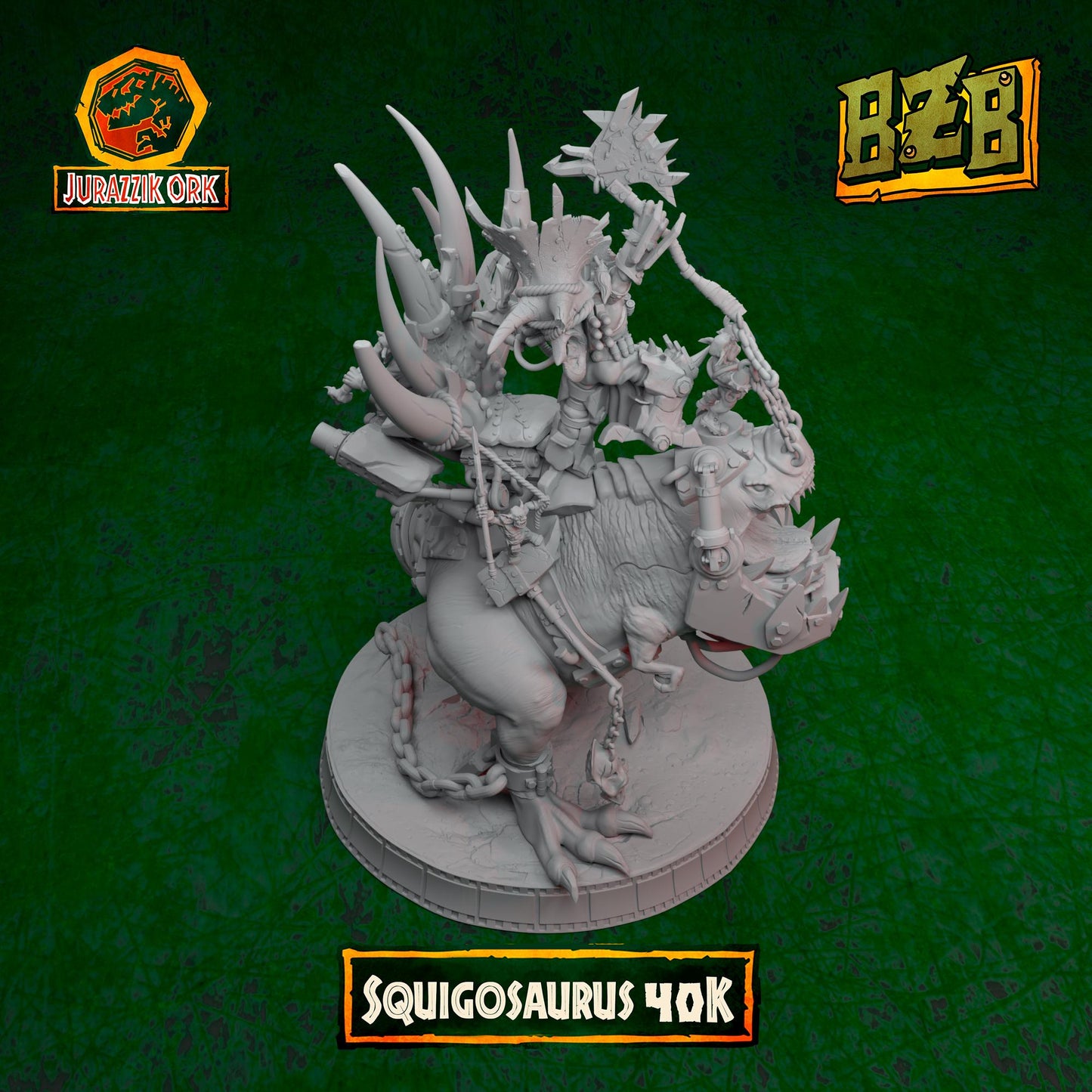Squigosaurus 40K, Jurazzik Ork, Movie-inspired Orkish Menace Sculpted by Big Zkreen Boyz, Grimdark Compatible, Scaled for Sci-Fi Wargames