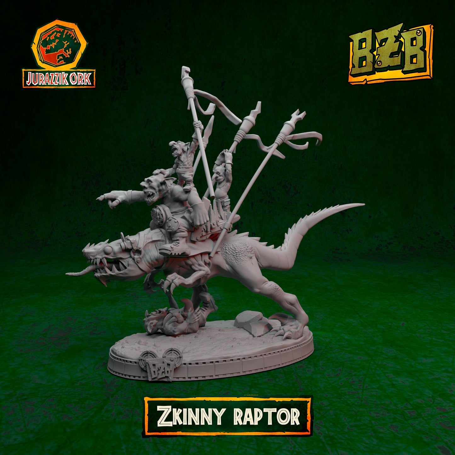 Zkinny Squigoraptor, Jurazzik Ork, Movie-inspired Orkish Menace Sculpted by Big Zkreen Boyz, Grimdark Compatible, Scaled for Sci-Fi Wargames