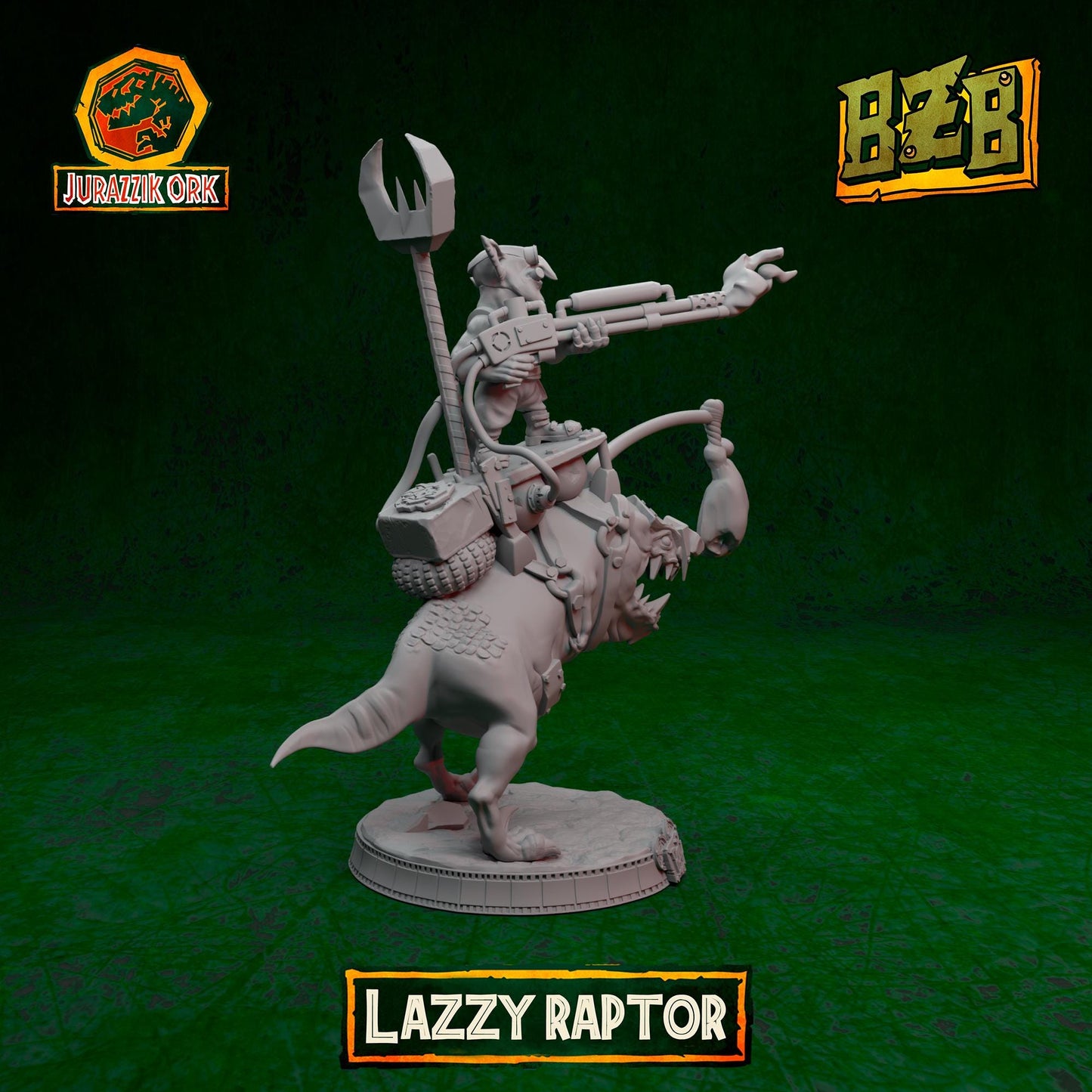 Lazzy Squigoraptor, Jurazzik Ork, Movie-inspired Orkish Menace Sculpted by Big Zkreen Boyz, Grimdark Compatible, Scaled for Sci-Fi Wargames