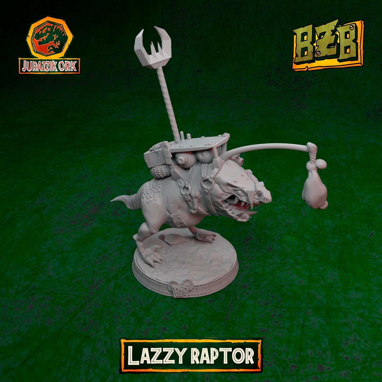 Lazzy Squigoraptor, Jurazzik Ork, Movie-inspired Orkish Menace Sculpted by Big Zkreen Boyz, Grimdark Compatible, Scaled for Sci-Fi Wargames