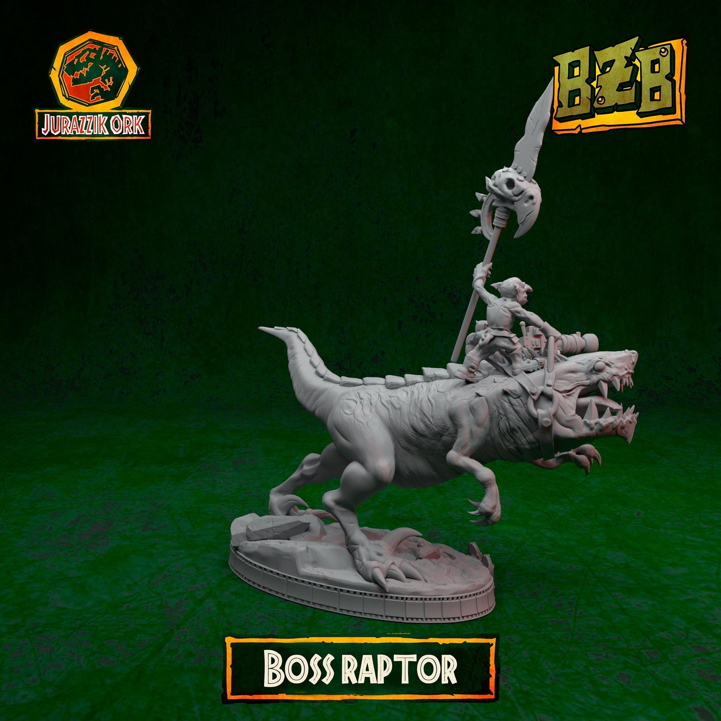 Boss Squigoraptor, Jurazzik Ork, Movie-inspired Orkish Menace Sculpted by Big Zkreen Boyz, Grimdark Compatible, Scaled for Sci-Fi Wargames