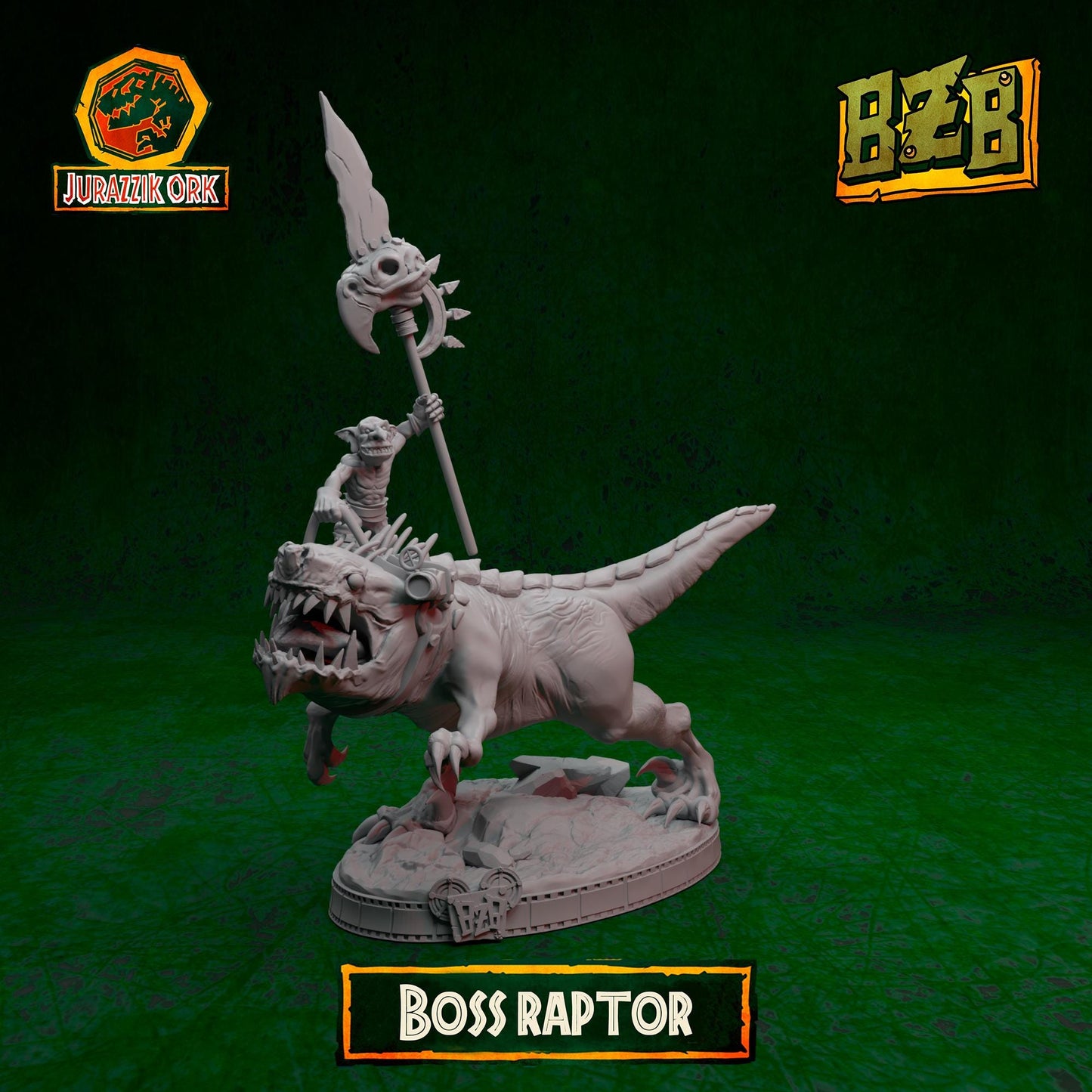 Boss Squigoraptor, Jurazzik Ork, Movie-inspired Orkish Menace Sculpted by Big Zkreen Boyz, Grimdark Compatible, Scaled for Sci-Fi Wargames