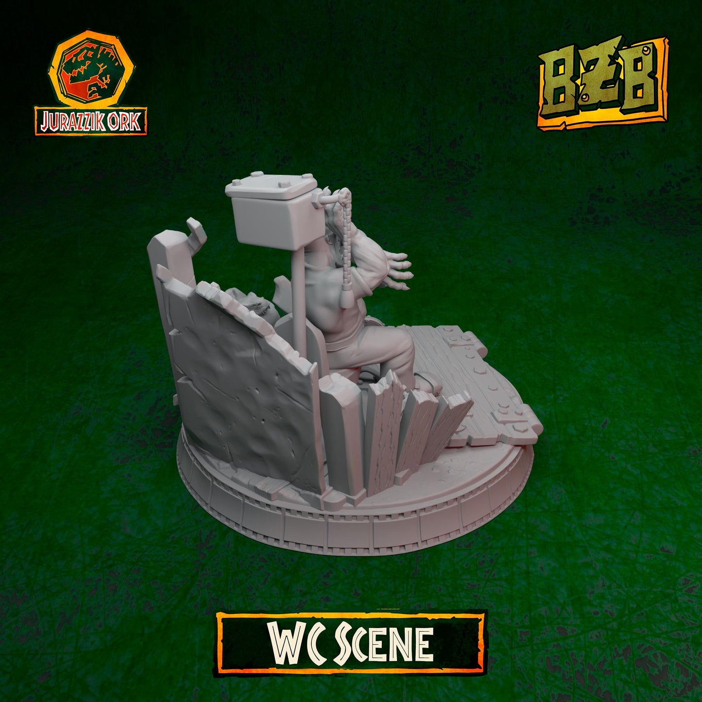 WC - Scene, Jurazzik Ork, Movie-inspired Orkish Menace Sculpted by Big Zkreen Boyz, Grimdark Compatible, Scaled for Sci-Fi Wargames