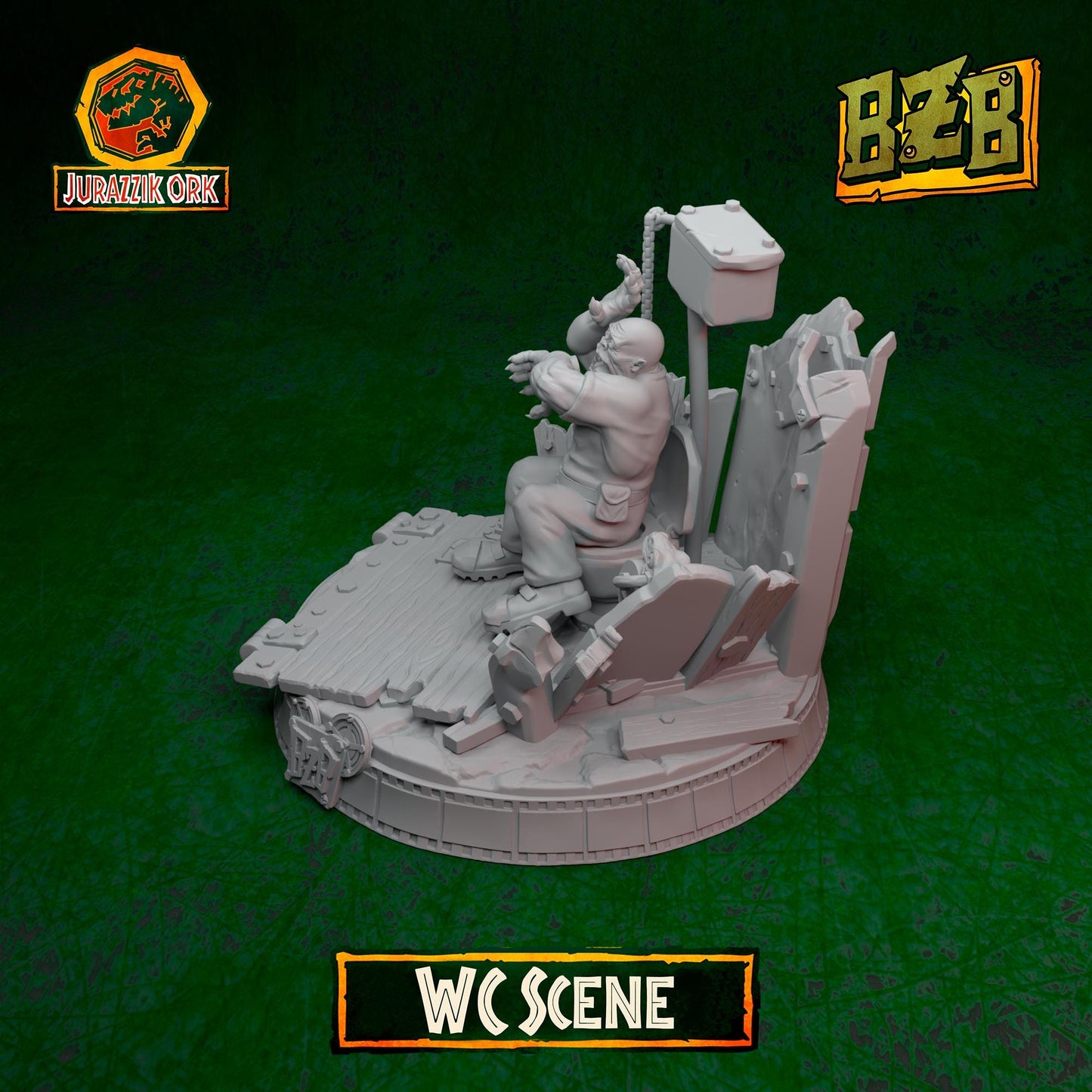 WC - Scene, Jurazzik Ork, Movie-inspired Orkish Menace Sculpted by Big Zkreen Boyz, Grimdark Compatible, Scaled for Sci-Fi Wargames