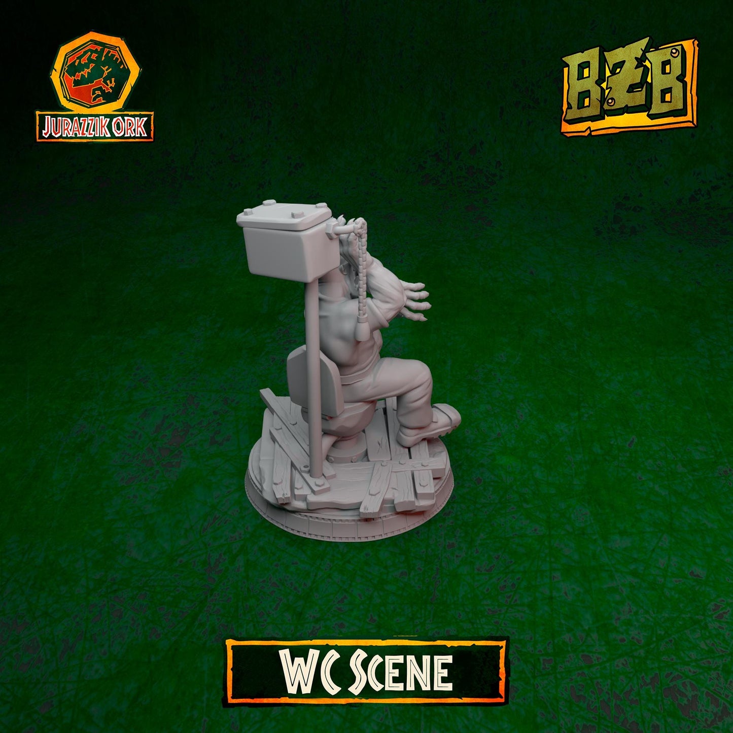 WC - Scene, Jurazzik Ork, Movie-inspired Orkish Menace Sculpted by Big Zkreen Boyz, Grimdark Compatible, Scaled for Sci-Fi Wargames