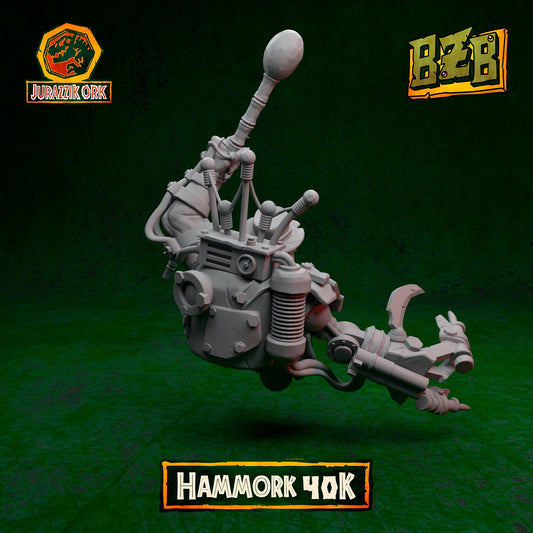 Hammork 40K Bust, Jurazzik Ork, Movie-inspired Orkish Menace Sculpted by Big Zkreen Boyz, Grimdark Compatible, Scaled for Sci-Fi Wargames