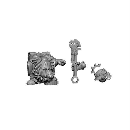 Dwarf Engineer Mask and Spanner, Fantasy Skirmish Miniatures by MoM Miniatures, perfect for Fantasy Wargames and RPGs