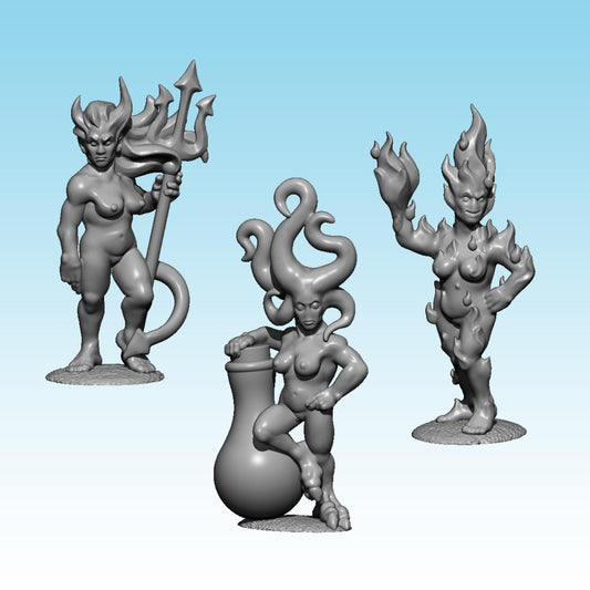 Female Familiars, Fantasy Skirmish Miniatures by MoM Miniatures, perfect for Fantasy Wargames and RPGs