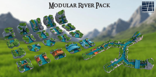 Modular River, Tabletop 3D Printed Terrain by MiniatureLand, Perfect for Wargaming and RPGs