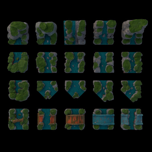 Modular River, Tabletop 3D Printed Terrain by MiniatureLand, Perfect for Wargaming and RPGs