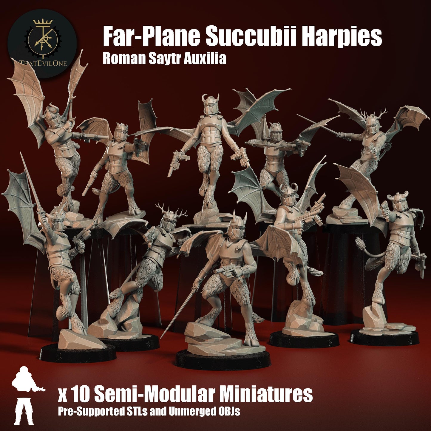 Far-Plane Succubii Harpies, Monopose Sci-Fi warriors by ThatEvilOne, Sci-fi Wargames Proxy, Demonic Roman-inspired army