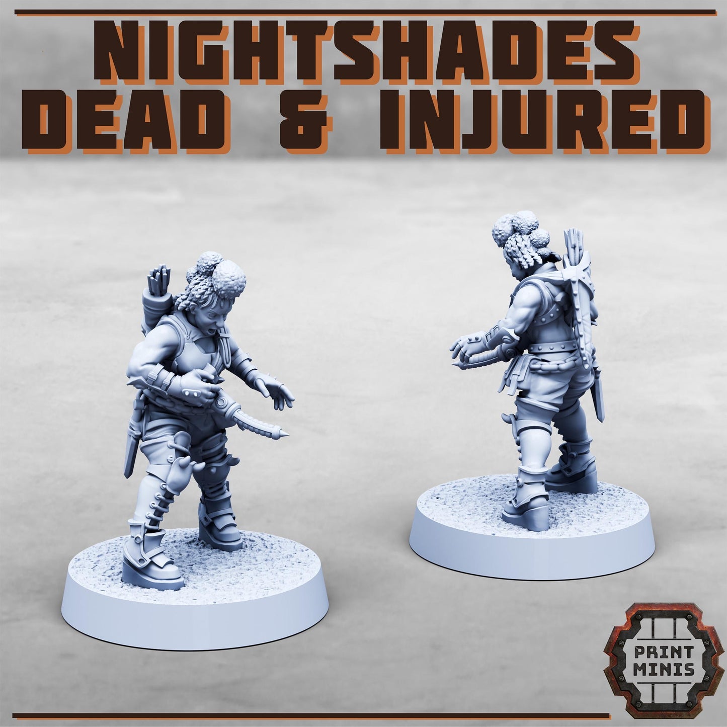 Bitter Nightshades - dead and injured -  Sci-Fi Grimdark City Skirmish Warfare Female Mercenaries by Print Minis