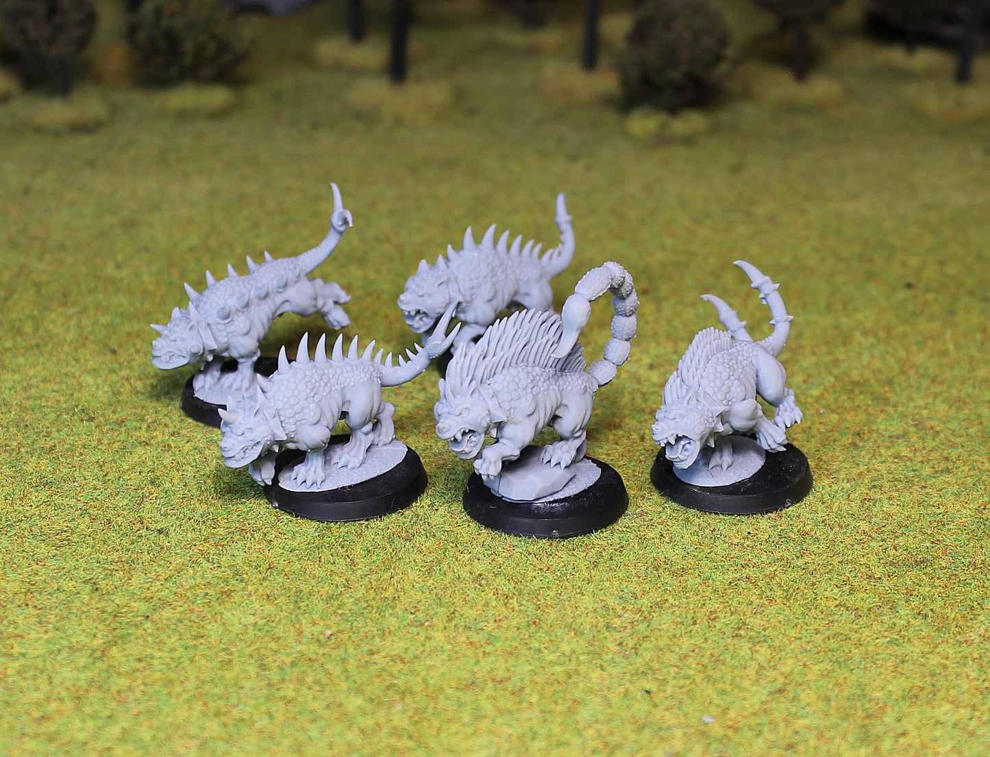 Chaos Mastiffs, Fantasy Skirmish Miniatures by MoM Miniatures, perfect for Fantasy Wargames and RPGs