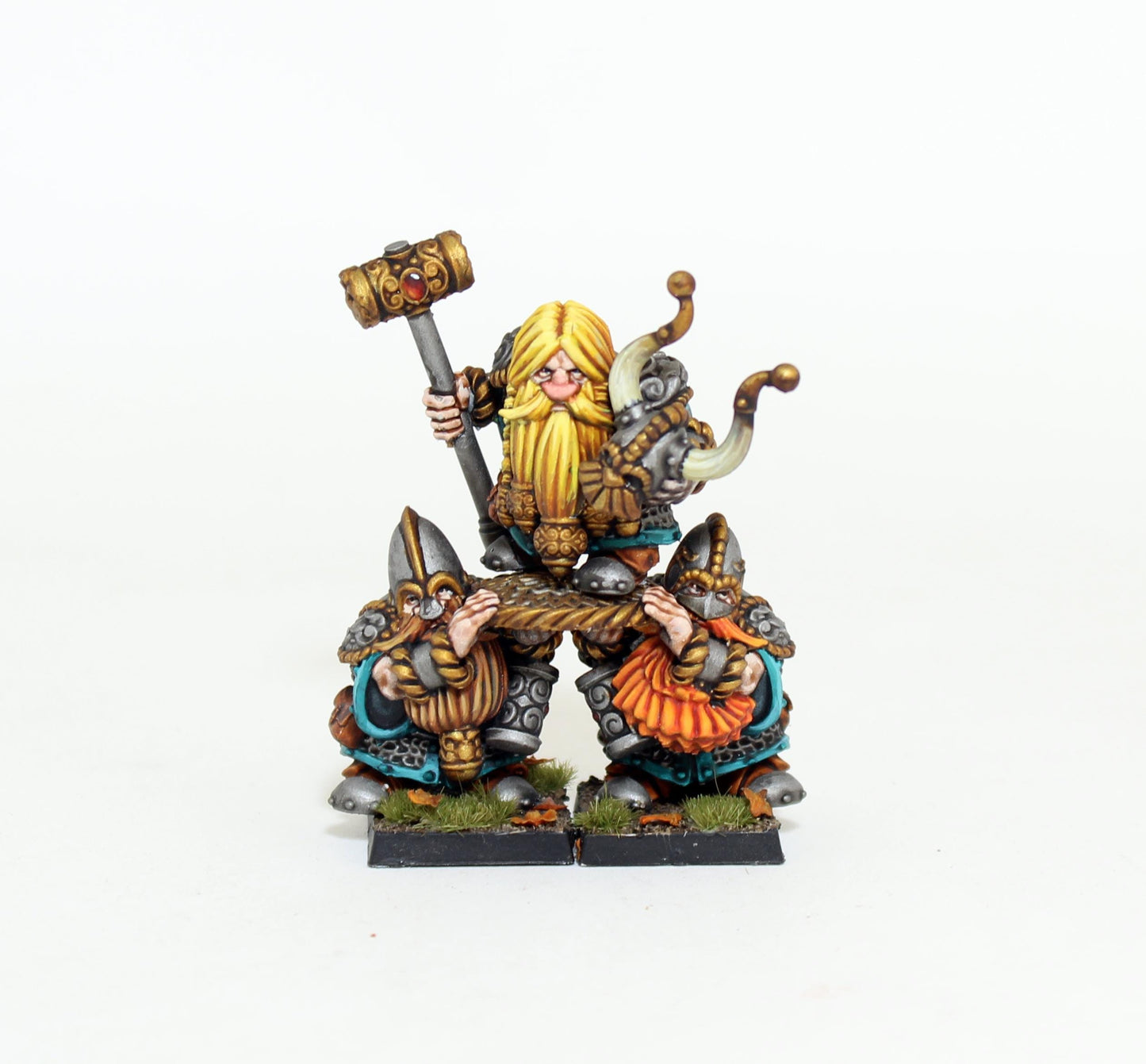 Dwarf Lord on Shield, Fantasy Skirmish Miniatures by MoM Miniatures, perfect for Fantasy Wargames and RPGs