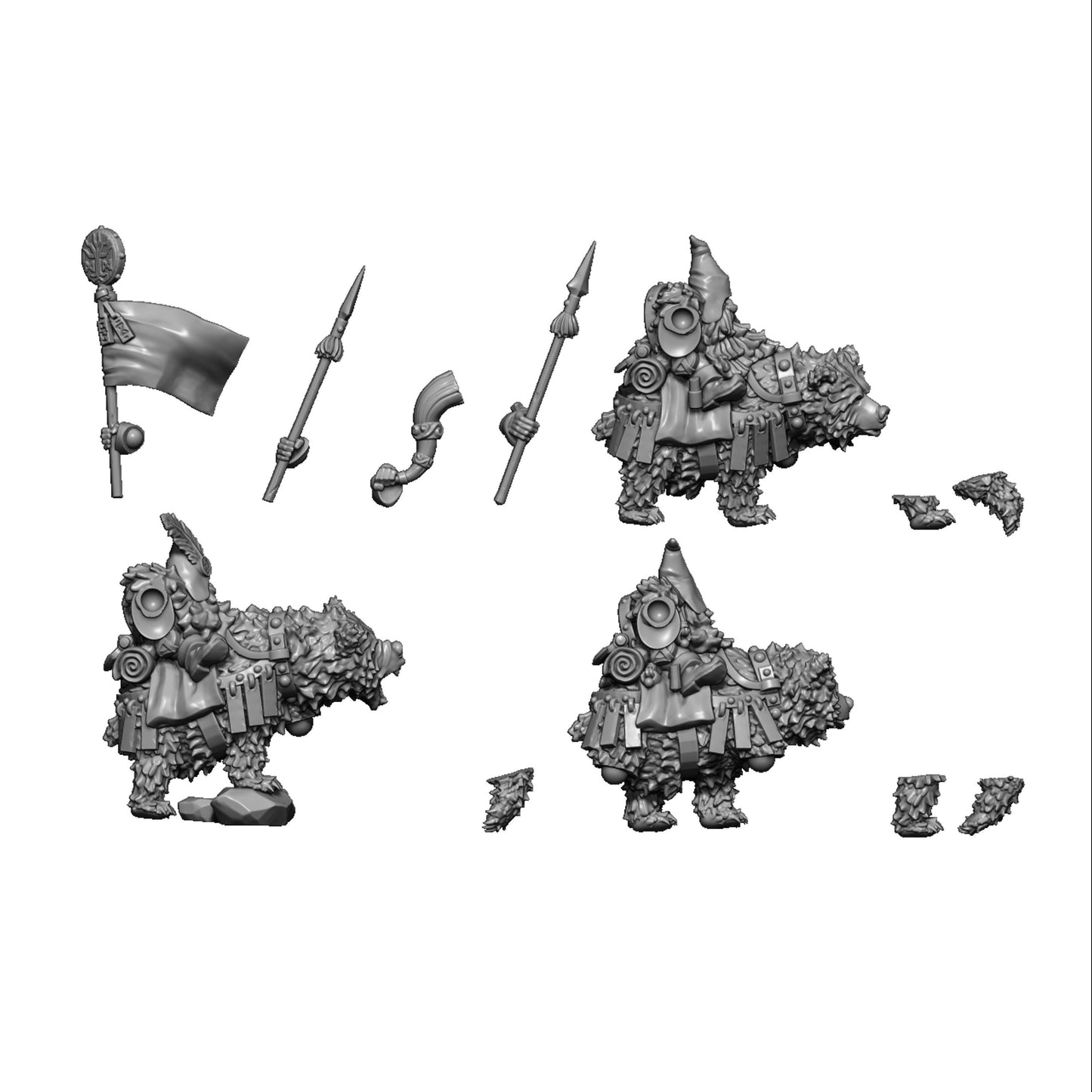 Dwarven Bear Cavalry, Fantasy Skirmish Miniatures by MoM Miniatures, perfect for Fantasy Wargames and RPGs