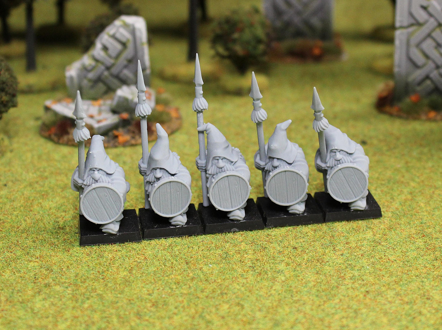Ranger Dwarves with Spear, Fantasy Skirmish Miniatures by MoM Miniatures, perfect for Fantasy Wargames and RPGs
