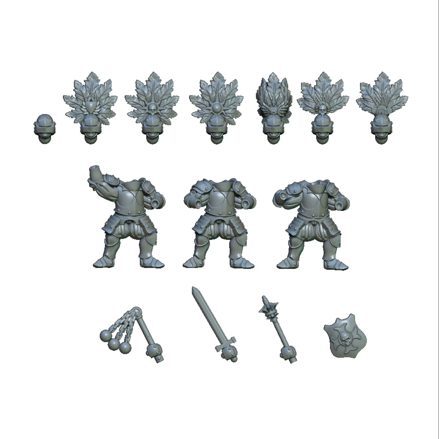Heavy Cavalry on Foot, Fantasy Skirmish Miniatures by MoM Miniatures, perfect for Fantasy Wargames and RPGs