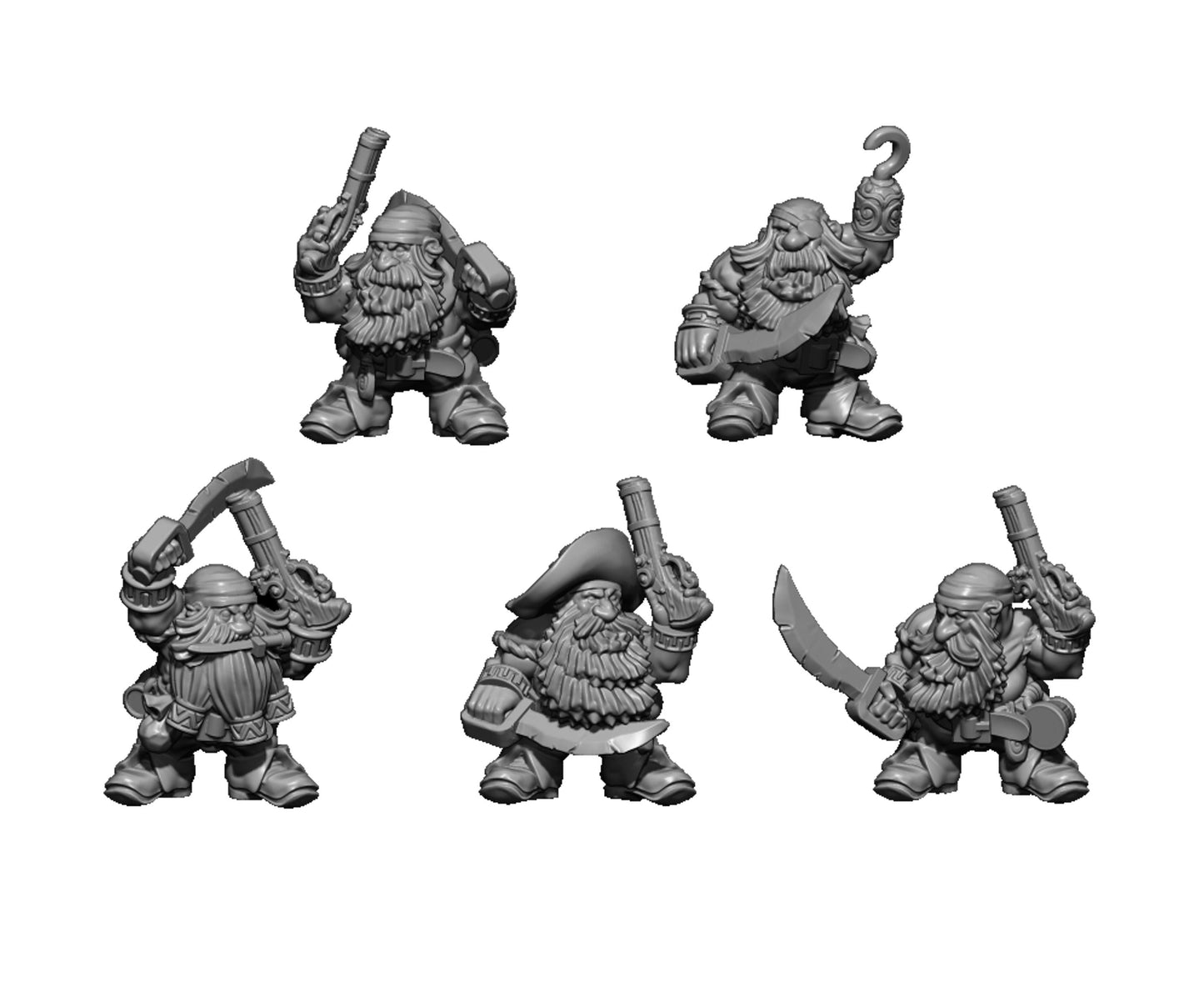 Dwarven Pirates, Fantasy Skirmish Miniatures by MoM Miniatures, perfect for Fantasy Wargames and RPGs