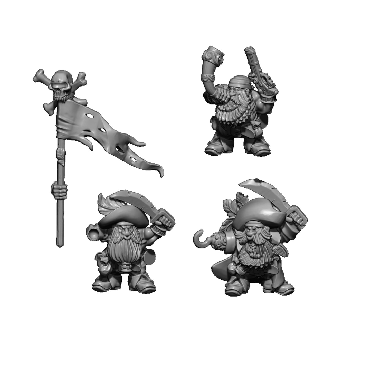 Dwarven Pirates, Fantasy Skirmish Miniatures by MoM Miniatures, perfect for Fantasy Wargames and RPGs