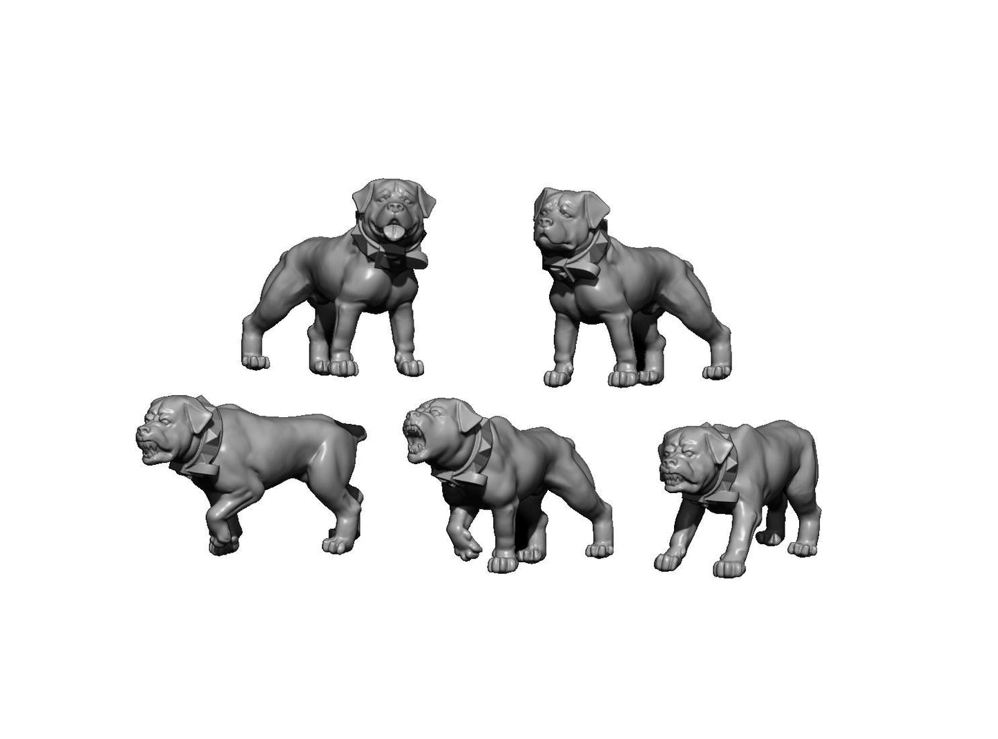 Rottweiler Dogs, Fantasy Skirmish Miniatures by MoM Miniatures, perfect for Fantasy Wargames and RPGs