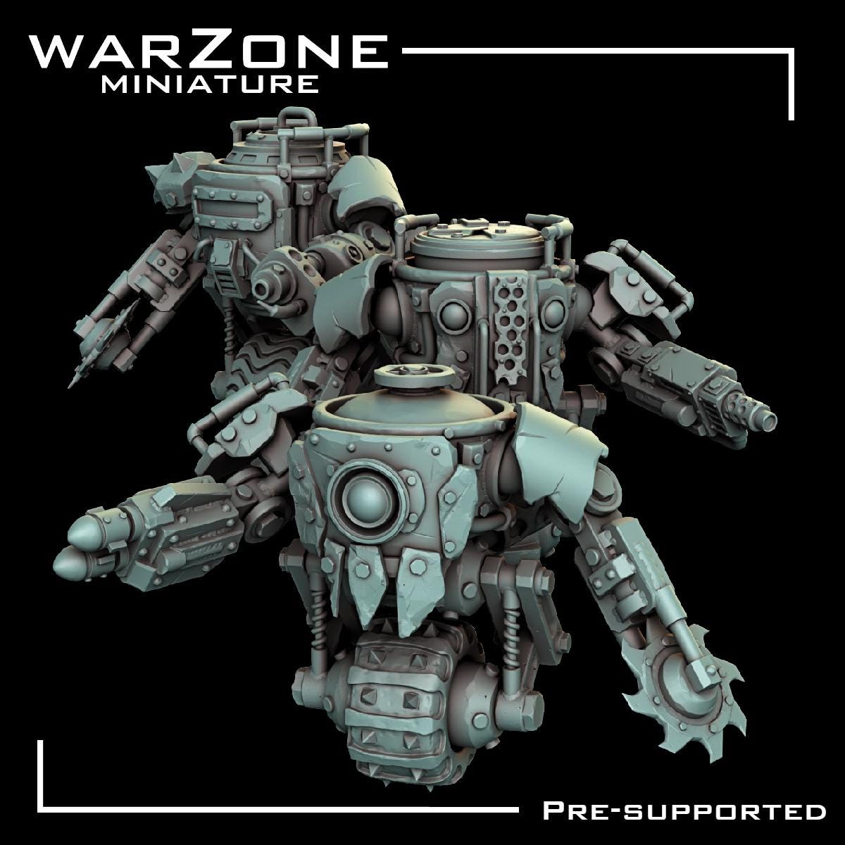 Orkaz vehicle / Ork Rustroller, Grimdark Orkish Menace Sculpted by WarZone Miniature, Scaled for Sci-Fi Miniature Wargames