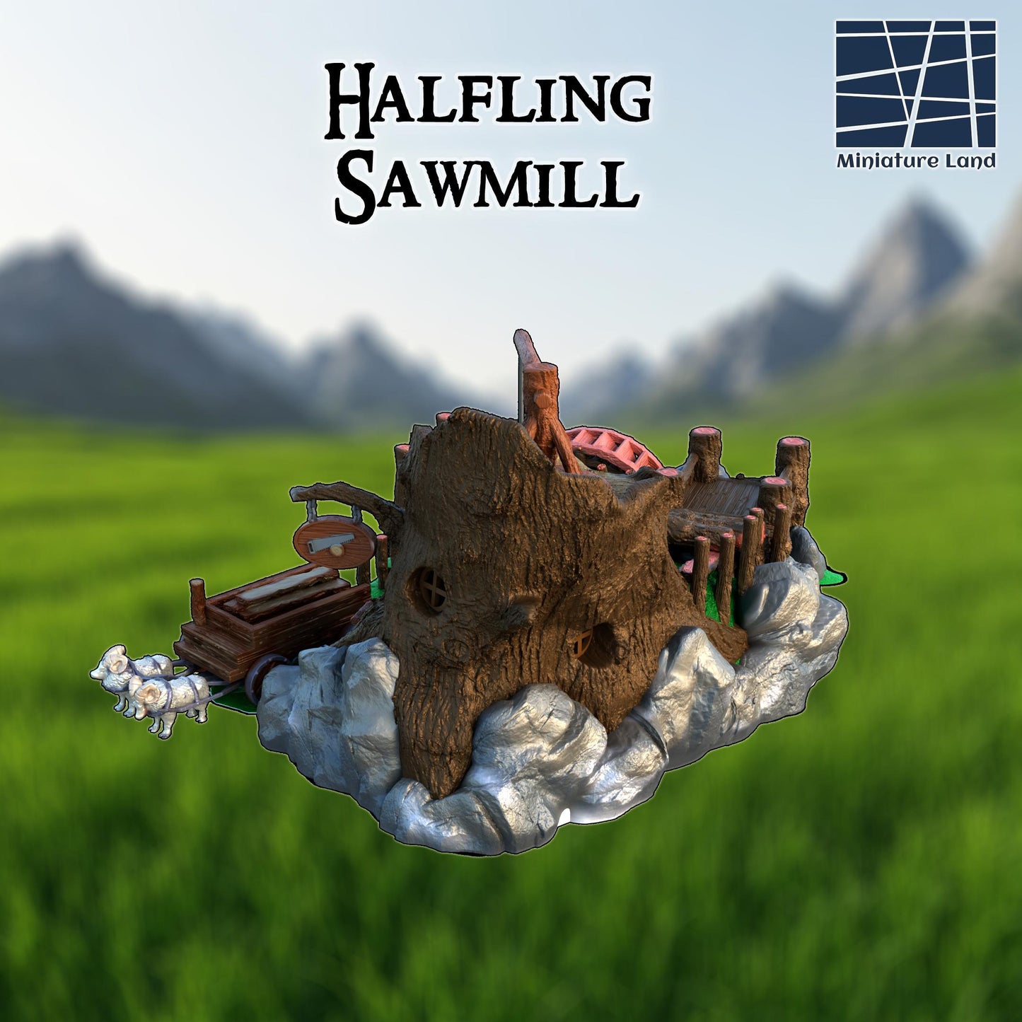 Halfling Sawmill - Tabletop Terrain - 28 MM, Tabletop 3D Printed Terrain by MiniatureLand, Perfect for Wargaming and RPGs
