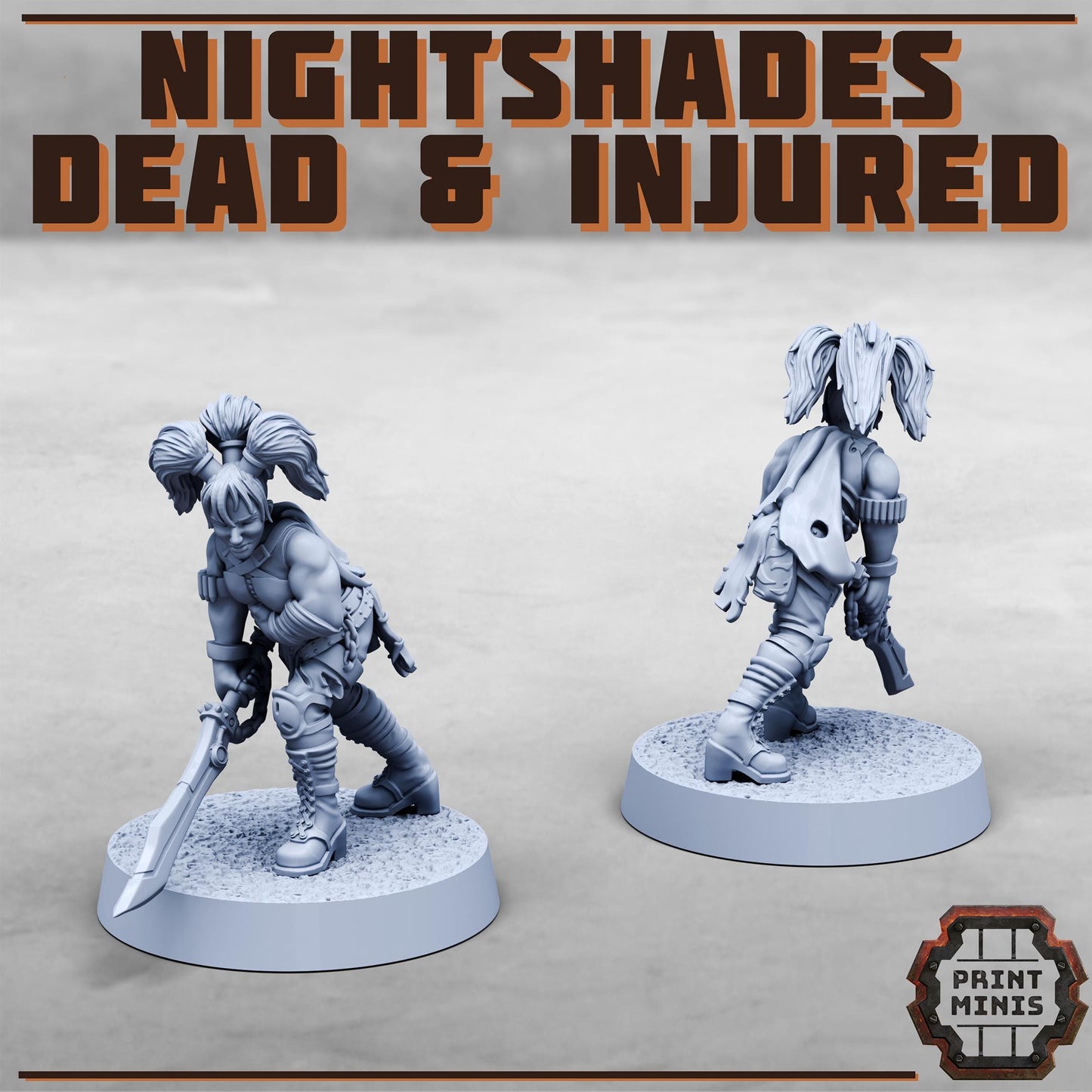 Bitter Nightshades - dead and injured -  Sci-Fi Grimdark City Skirmish Warfare Female Mercenaries by Print Minis