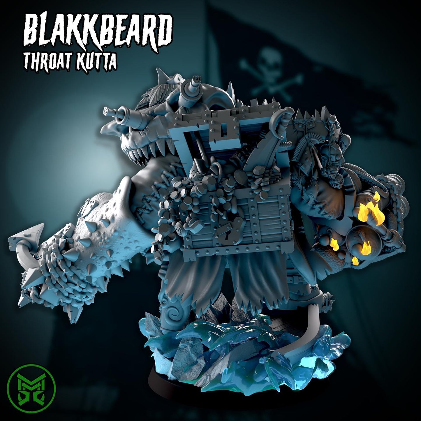BlakkBeard Throat Kutta, Space-Faring Orks Sculpted by Mekka Miniatures, Grimdark Compatible, Scaled for Sci-Fi Miniature Wargames