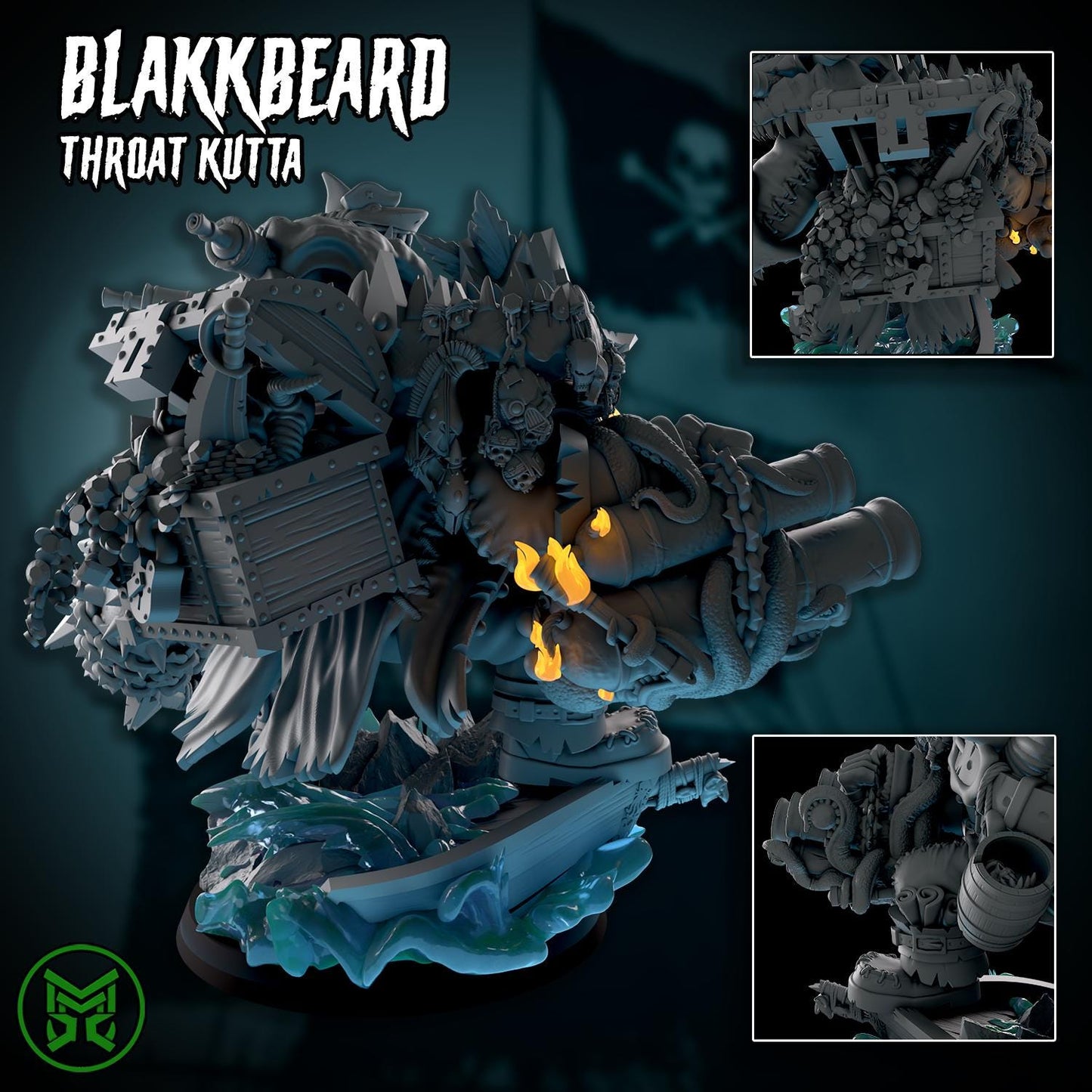 BlakkBeard Throat Kutta, Space-Faring Orks Sculpted by Mekka Miniatures, Grimdark Compatible, Scaled for Sci-Fi Miniature Wargames