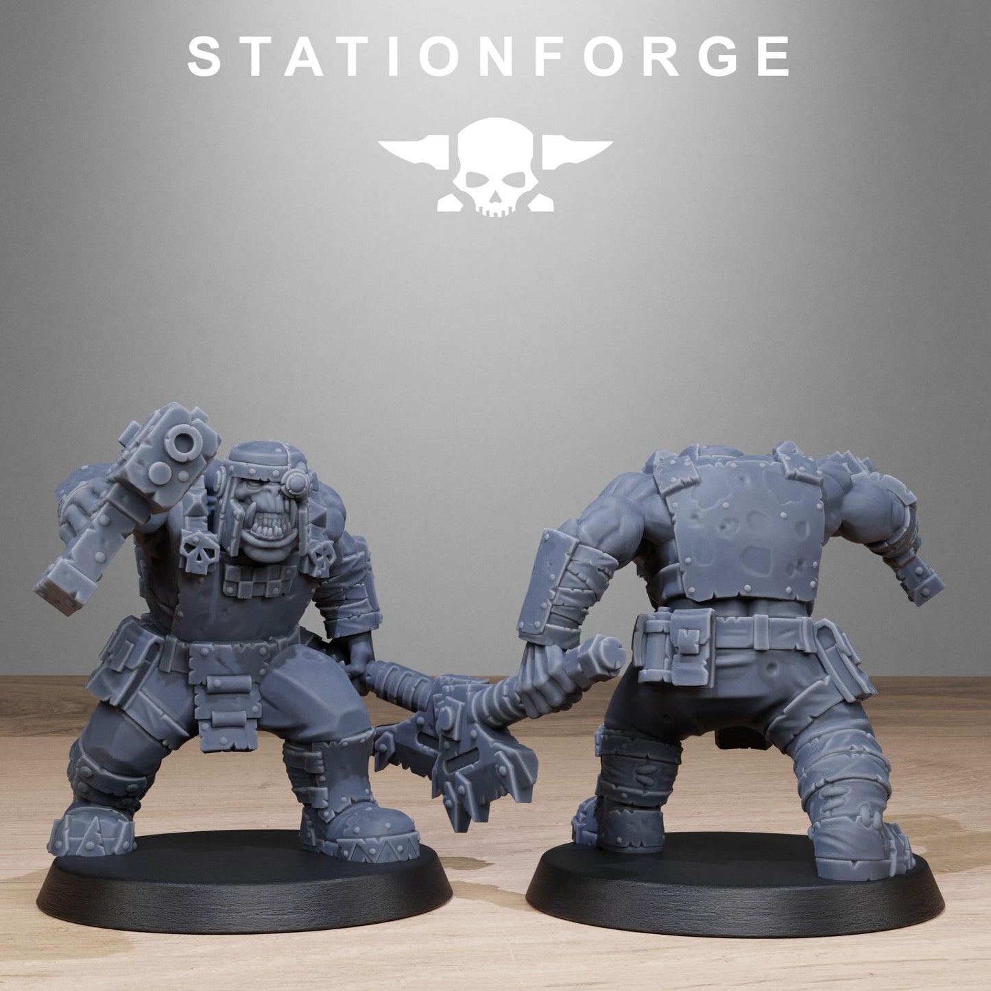 Orkaz Bros Infantry, Space-Faring Orkish Menace Sculpted by STATIONFORGE, Grimdark Compatible, Sci-Fi Wargame Scale