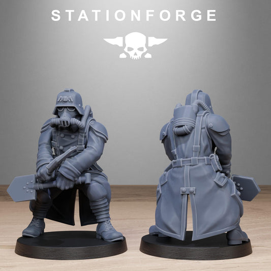 GrimGuard Shovel Fighter, Death Korps Proxy, Sci-Fi Wargames Miniatures by STATIONFORGE