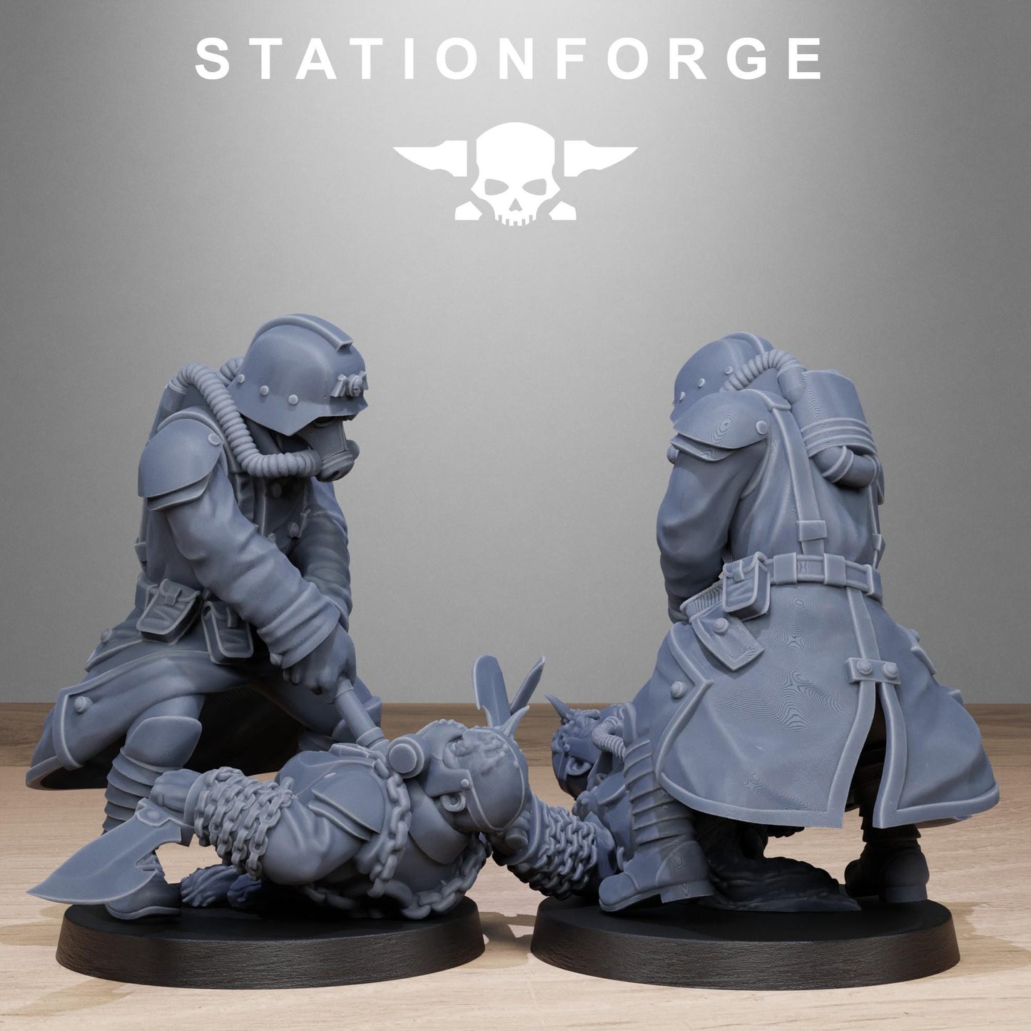 GrimGuard Shovel Fighter, Death Korps Proxy, Sci-Fi Wargames Miniatures by STATIONFORGE