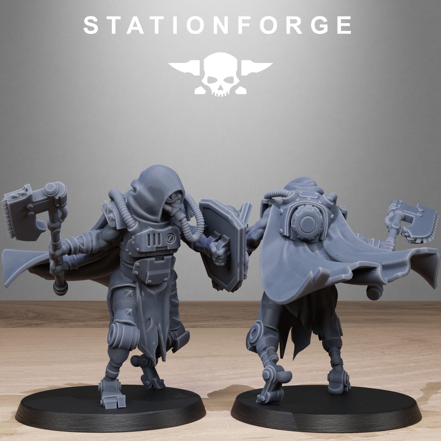 Corrupted Guard Butchers, Chaos Worshipper Sci-Fi Wargames Miniatures by STATIONFORGE, Corrupted Imperial Guard
