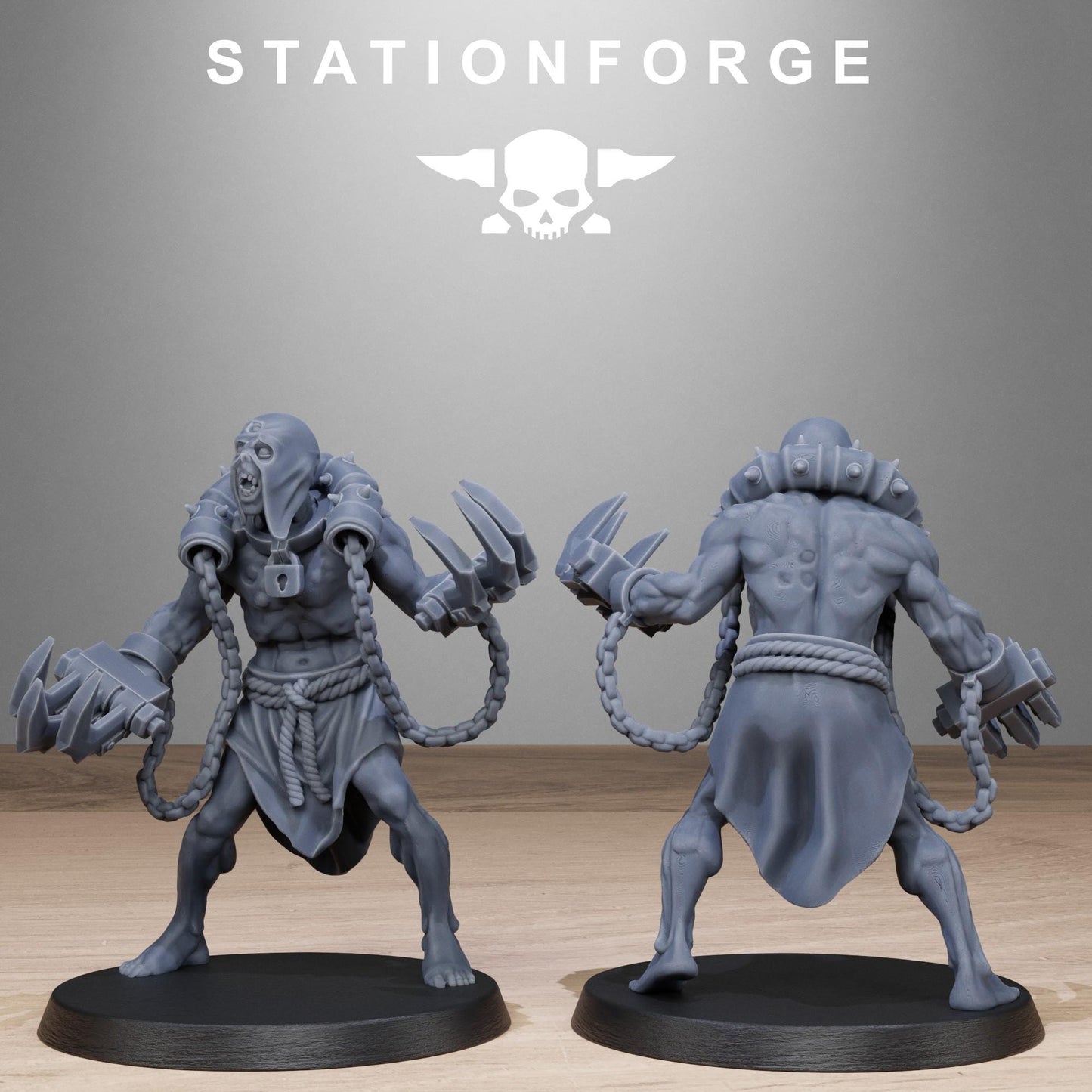 Corrupted Guard Butchers, Chaos Worshipper Sci-Fi Wargames Miniatures by STATIONFORGE, Corrupted Imperial Guard