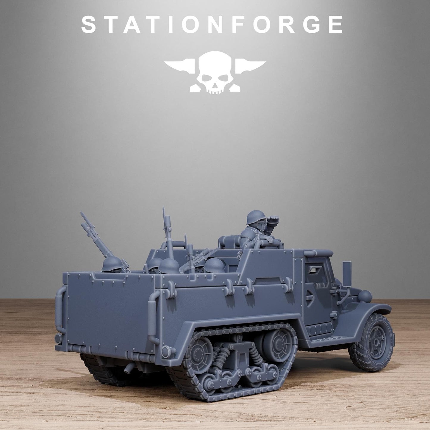 FreeGuard Half Track, Modular Sci-Fi Guardsmen Vehicle by STATIONFORGE, Sci-fi Wargames Proxy, Imperial Guard Transport Truck