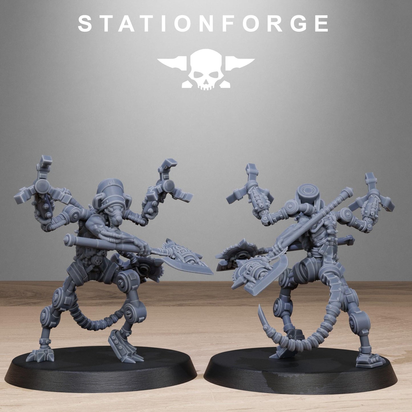 Raticus Technoclaw, Space Techno-Rats, monopose Sci-Fi warriors by STATIONFORGE, Sci-Fi Wargames Rat-Themed Grimdark miniatures