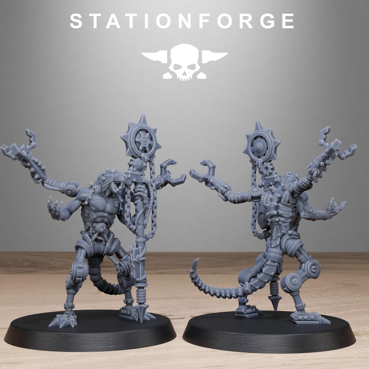 Raticus Technoclaw, Space Techno-Rats, monopose Sci-Fi warriors by STATIONFORGE, Sci-Fi Wargames Rat-Themed Grimdark miniatures