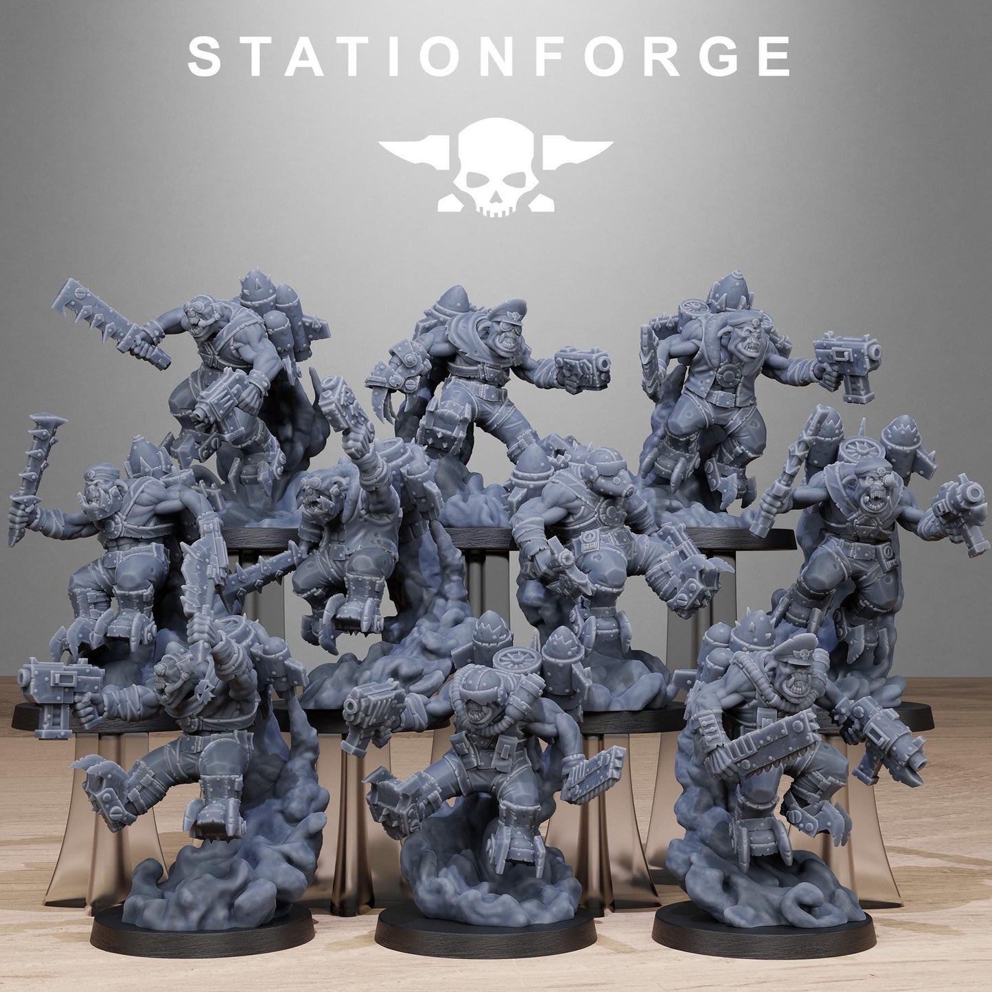 Orkaz Flyers, Space-Faring Orkish Menace Sculpted by STATIONFORGE, Grimdark Compatible, Scaled for Sci-Fi Miniature Wargames