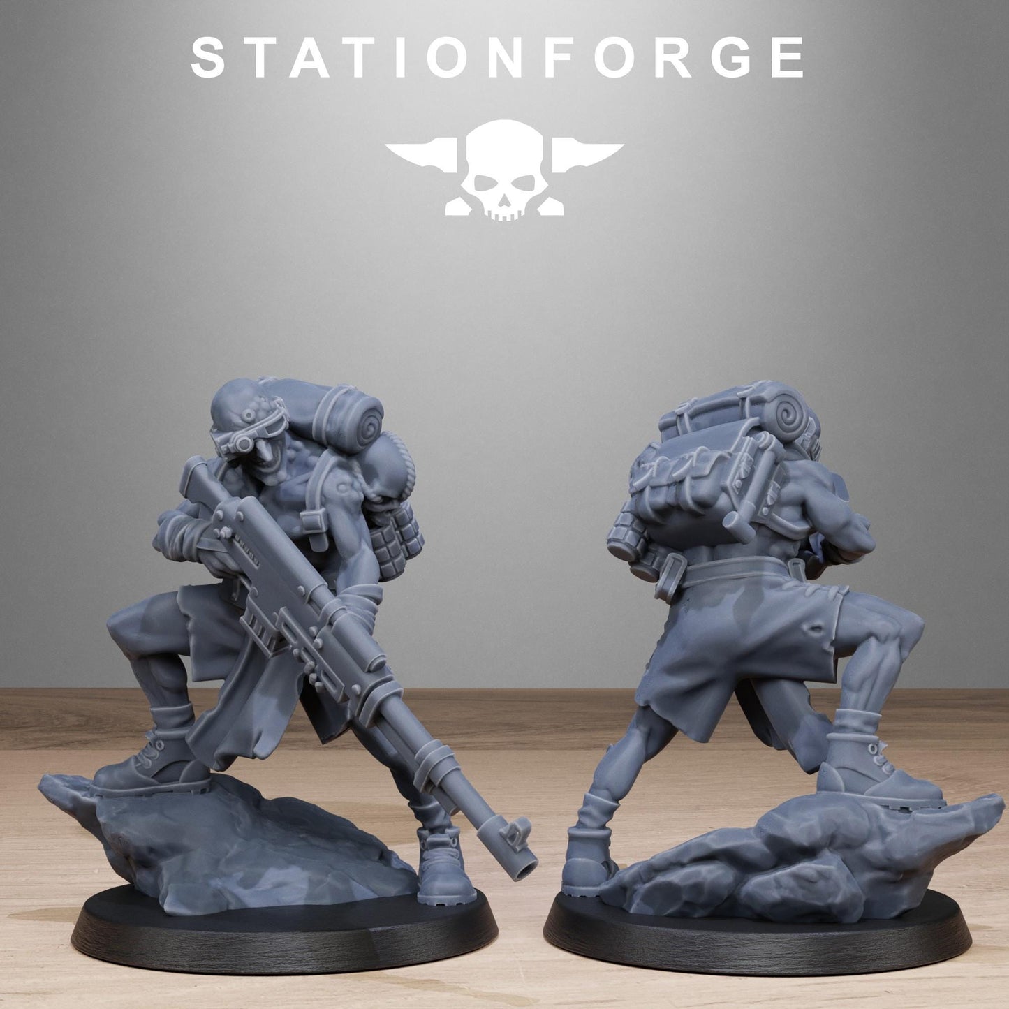 Corrupted Guard Abhumans, Chaos Worshipper Sci-Fi Wargames Miniatures by STATIONFORGE, Corrupted Imperial Guard