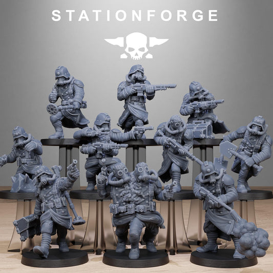 GrimGuard Radioactive Mutants, Death Korps Proxy, Sci-Fi Wargames Miniatures by STATIONFORGE