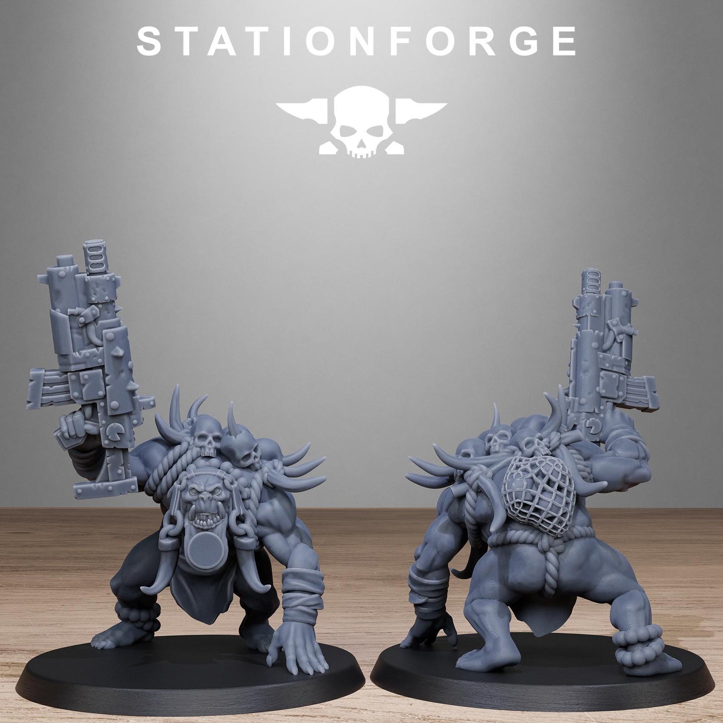 Orkaz Tribal Infantry, Space-Faring Orkish Menace Sculpted by STATIONFORGE, Grimdark Compatible, Sci-Fi Wargame Scale