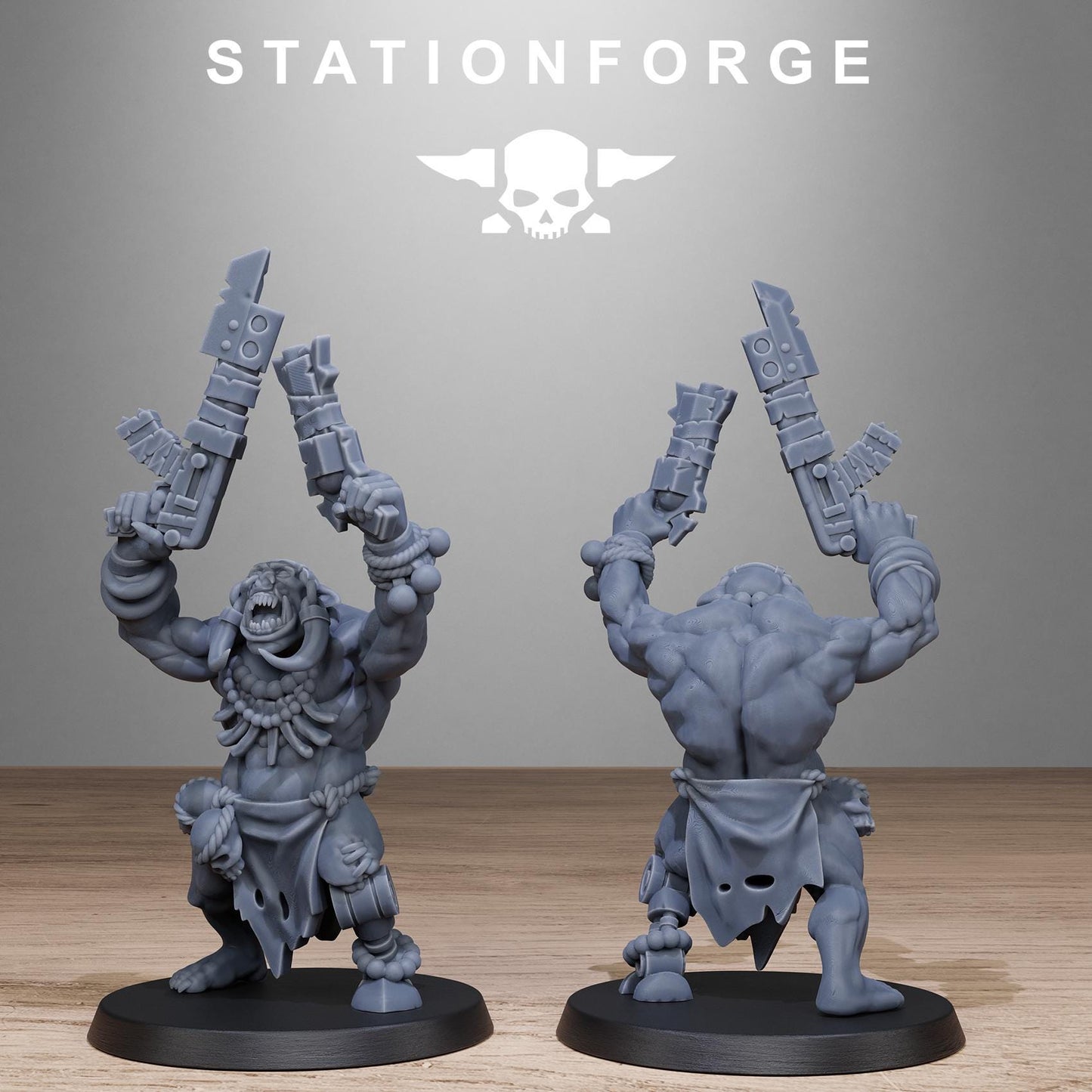 Orkaz Tribal Infantry, Space-Faring Orkish Menace Sculpted by STATIONFORGE, Grimdark Compatible, Sci-Fi Wargame Scale