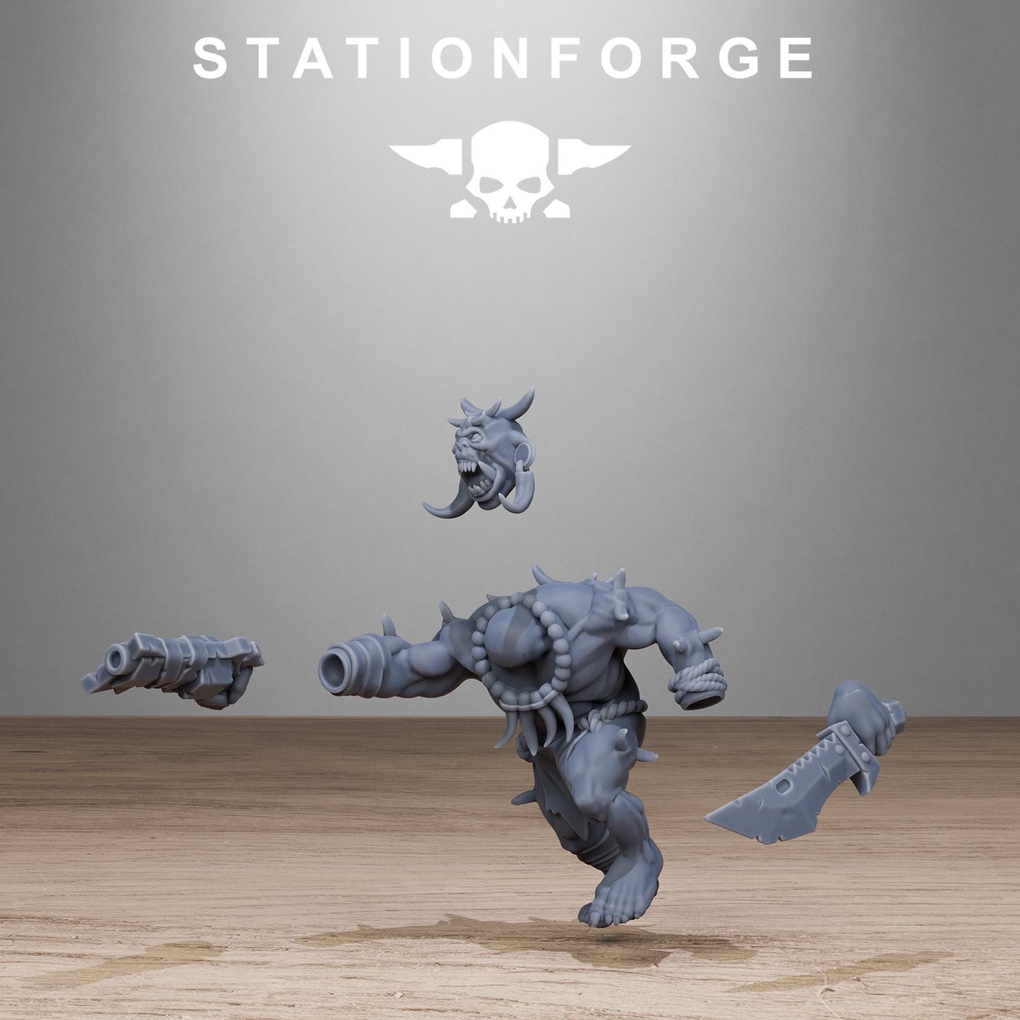 Orkaz Tribal Infantry, Space-Faring Orkish Menace Sculpted by STATIONFORGE, Grimdark Compatible, Sci-Fi Wargame Scale