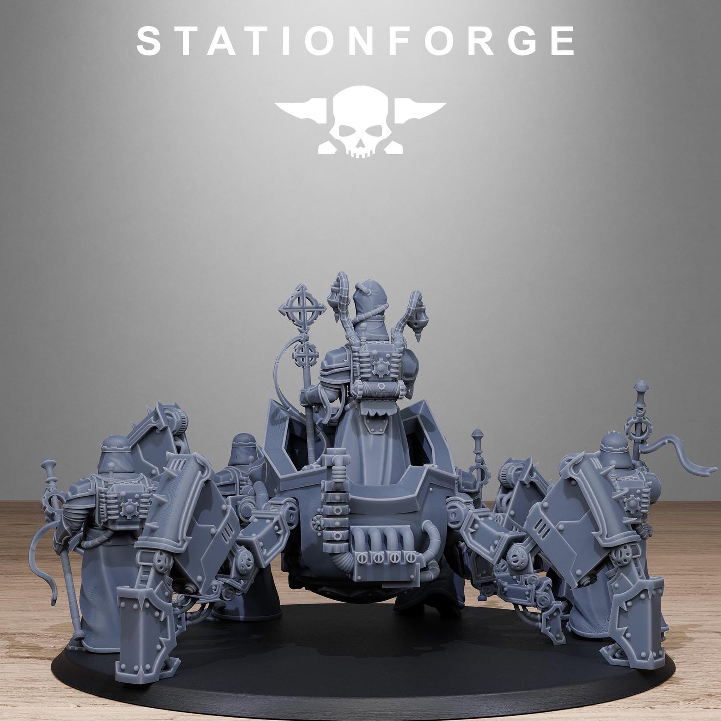 Scavenger Lectern Walker, Space Techno-bots, modular Sci-Fi warriors by STATIONFORGE, Sci-Fi Wargames Cyber-themed Grimdark miniatures