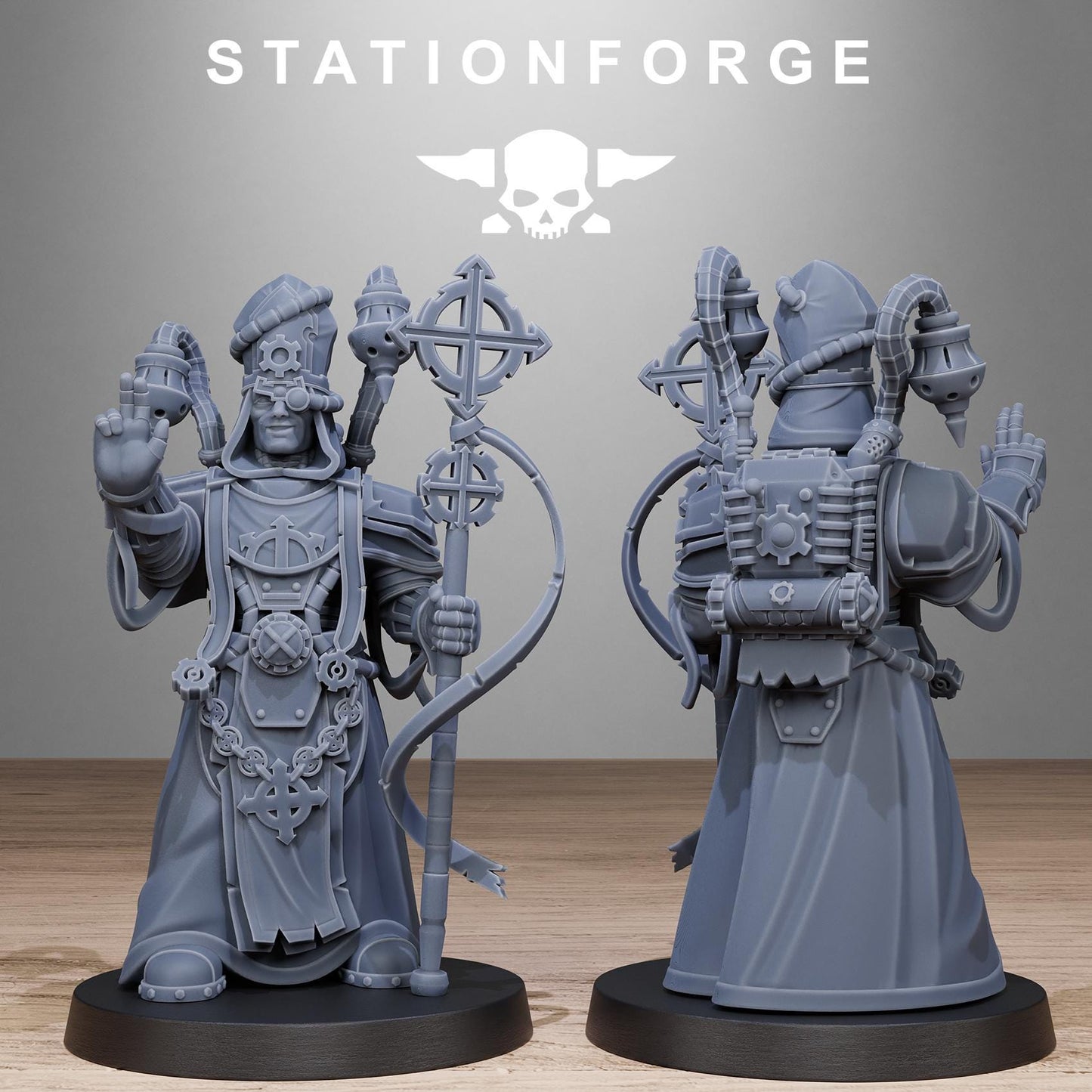 Scavenger Lectern Walker, Space Techno-bots, modular Sci-Fi warriors by STATIONFORGE, Sci-Fi Wargames Cyber-themed Grimdark miniatures