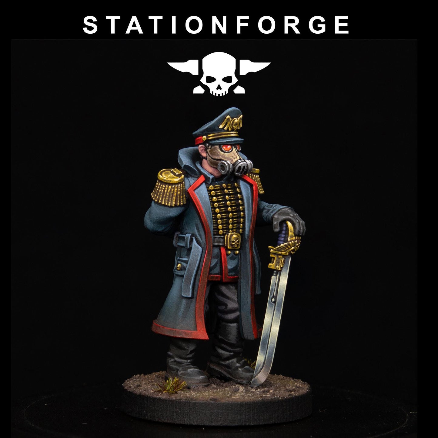 GrimGuard Officer, Death Korps Proxy, Sci-Fi Wargames Miniatures by STATIONFORGE