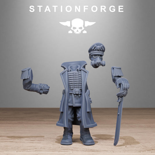 GrimGuard Officer, Death Korps Proxy, Sci-Fi Wargames Miniatures by STATIONFORGE