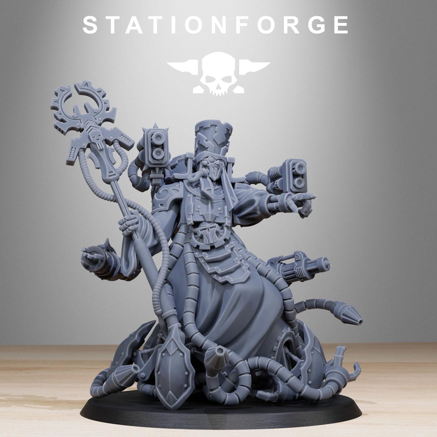 Scavenger Chaplain, Space Techno-bots, modular Sci-Fi warriors by STATIONFORGE, Sci-Fi Wargames Cyber-themed Grimdark miniatures