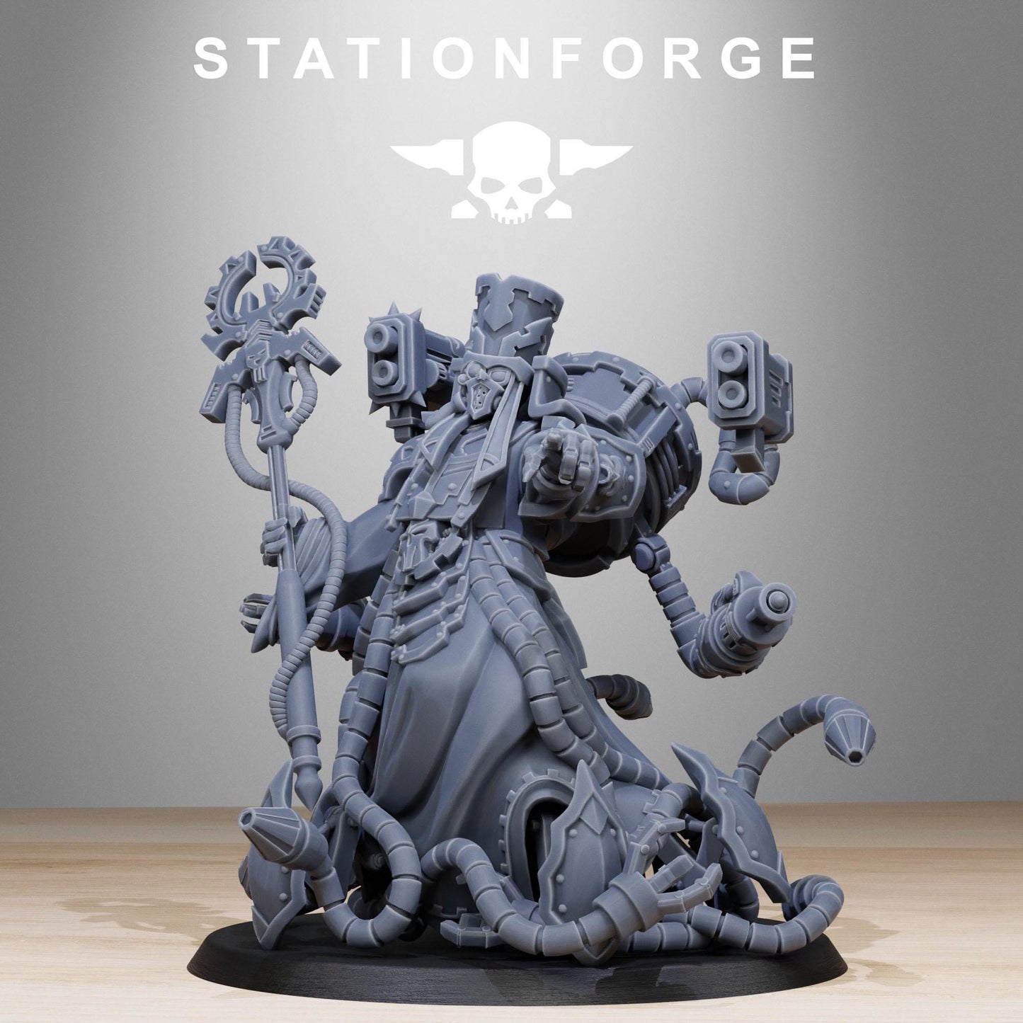Scavenger Chaplain, Space Techno-bots, modular Sci-Fi warriors by STATIONFORGE, Sci-Fi Wargames Cyber-themed Grimdark miniatures